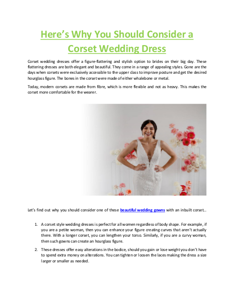 Here’s Why You Should Consider a Corset Wedding Dress | edocr